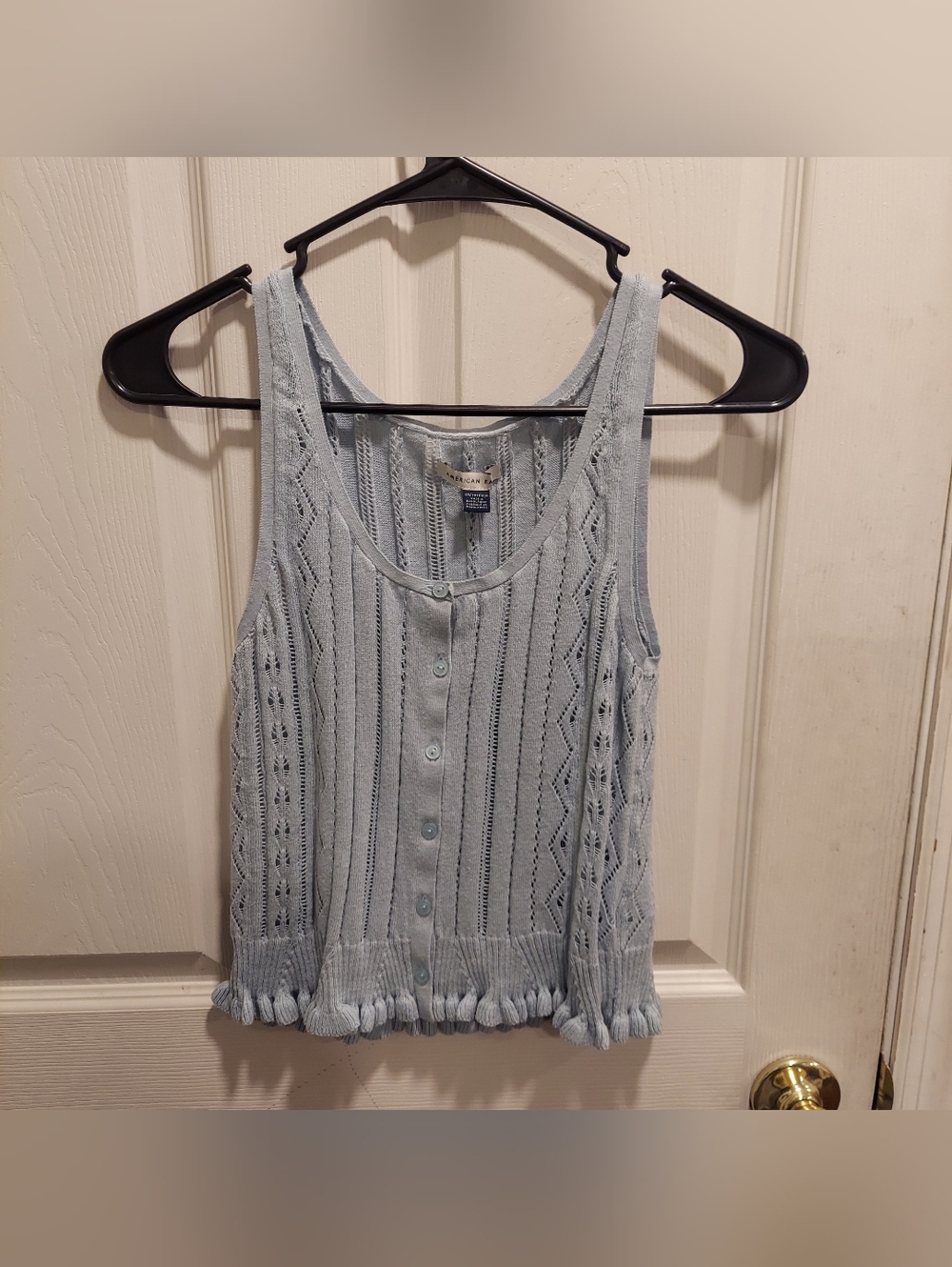 AE Pointelle Peplum Sweater Tank Top